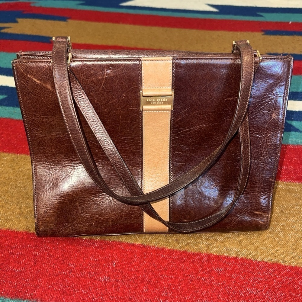 Vintage Kate Spade Leather Brown Purse Y2K shoulder bag